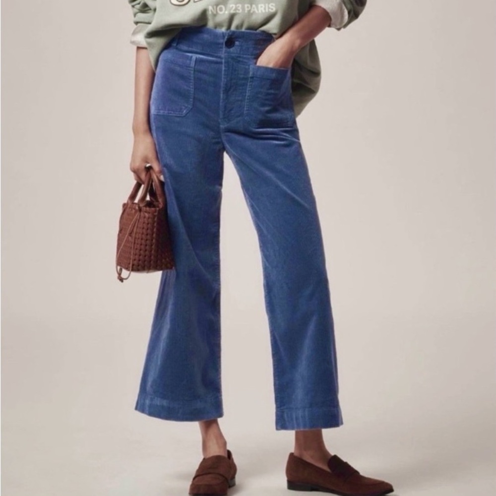 Anthropologie Wide-Leg Corduroy Pants in Blue